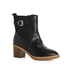 EVANS by City Chic Saskia Size 11 Extra Wide Fit Black Boots Chelsea Mid Calf
